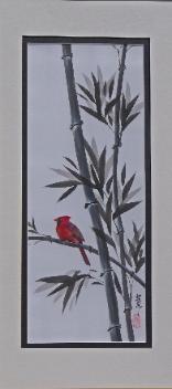 Cardinal and Bamboo